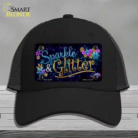 Sparkle And Glitter Novelty License Plate Hat Mesh / Black