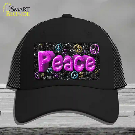 Peace Novelty License Plate Hat Mesh / Black