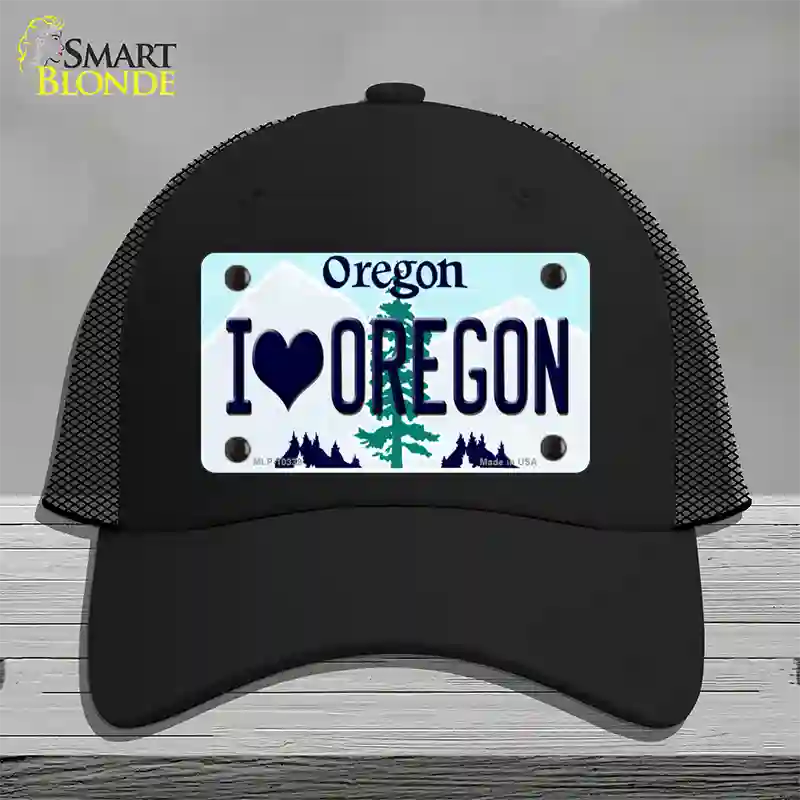 I Love Oregon Novelty License Plate Hat Mesh / Black