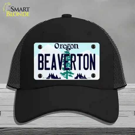 Beaverton Oregon Novelty License Plate Hat Mesh / Black