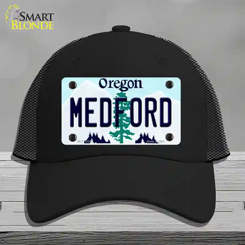 Medford Oregon Novelty License Plate Hat Mesh / Black