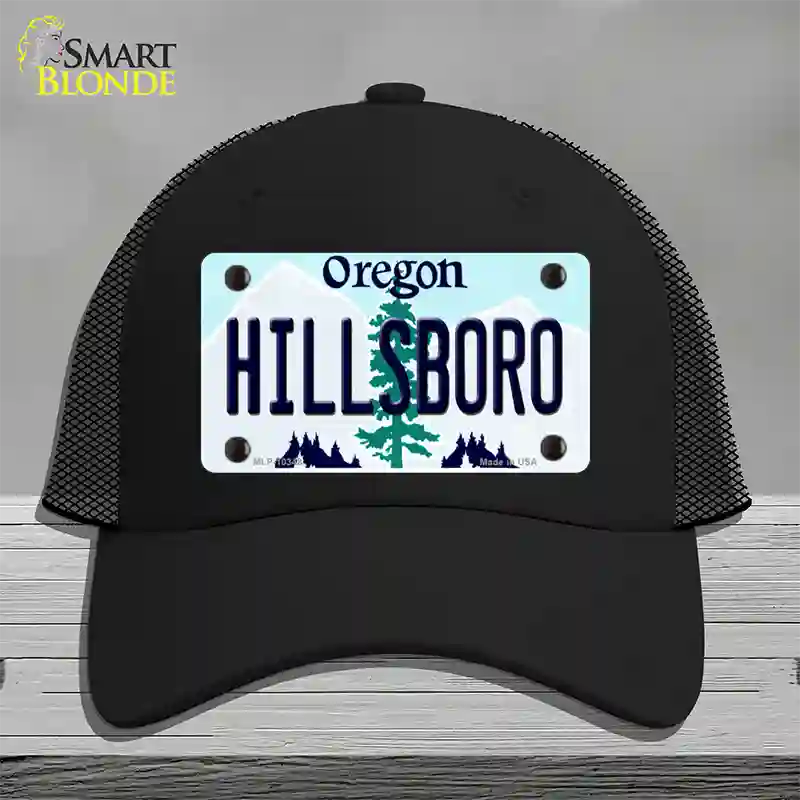 Hillsboro Oregon Novelty License Plate Hat Mesh / Black