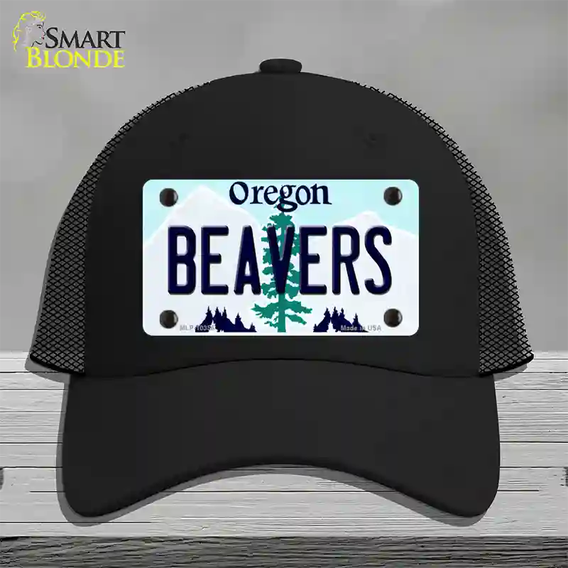 Beavers Oregon Novelty License Plate Hat Mesh / Black