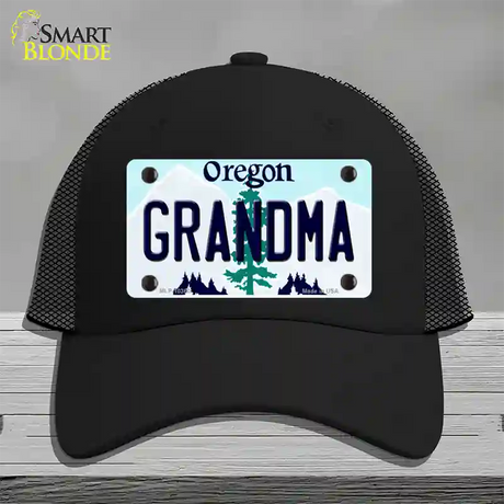 Grandma Oregon Novelty License Plate Hat Mesh / Black