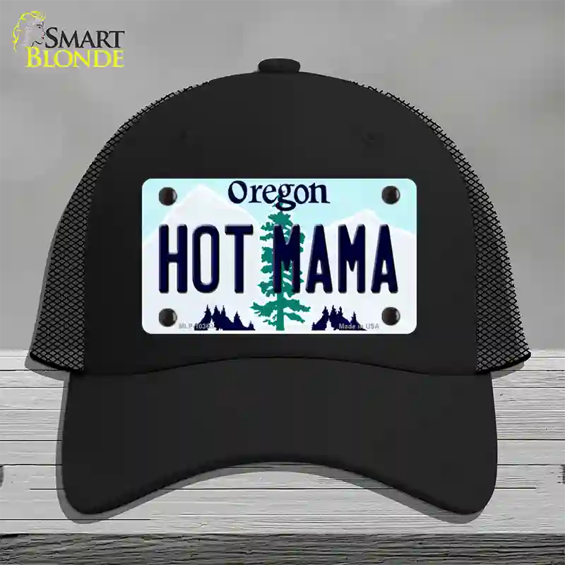 Hot Mama Oregon Novelty License Plate Hat Mesh / Black