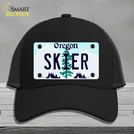 Skier Oregon Novelty License Plate Hat Mesh / Black