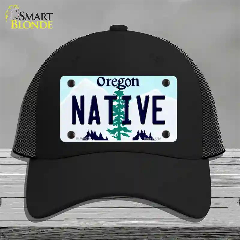 Native Oregon Novelty License Plate Hat Mesh / Black