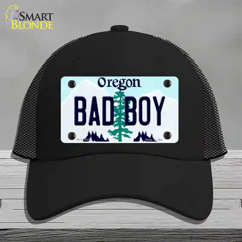 Bad Boy Oregon Novelty License Plate Hat Mesh / Black