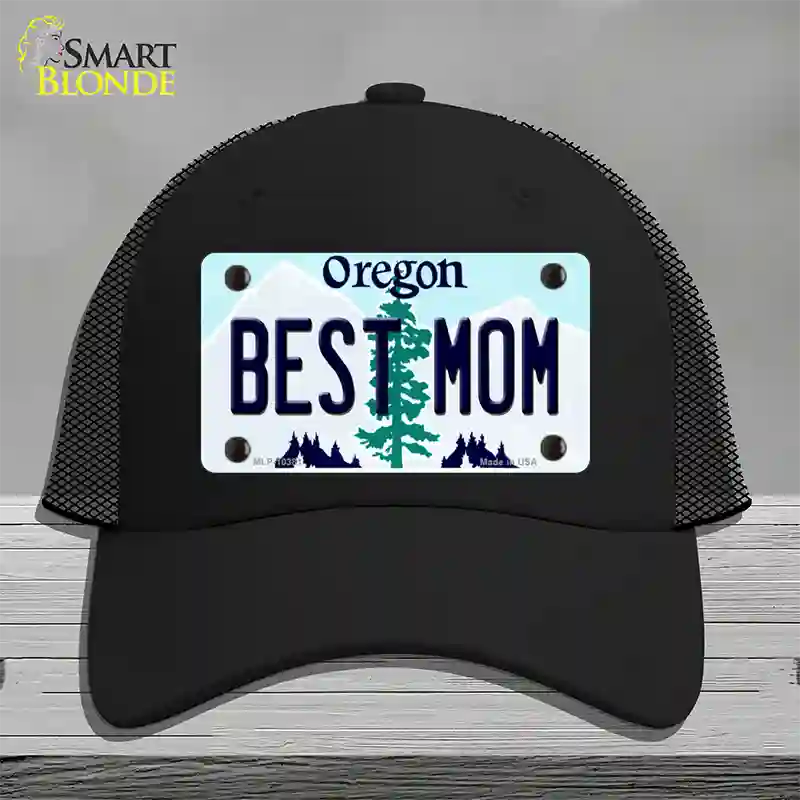 Best Mom Oregon Novelty License Plate Hat Mesh / Black