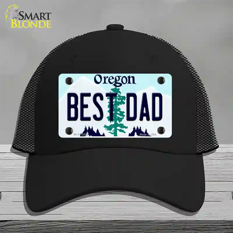 Best Dad Oregon Novelty License Plate Hat Mesh / Black