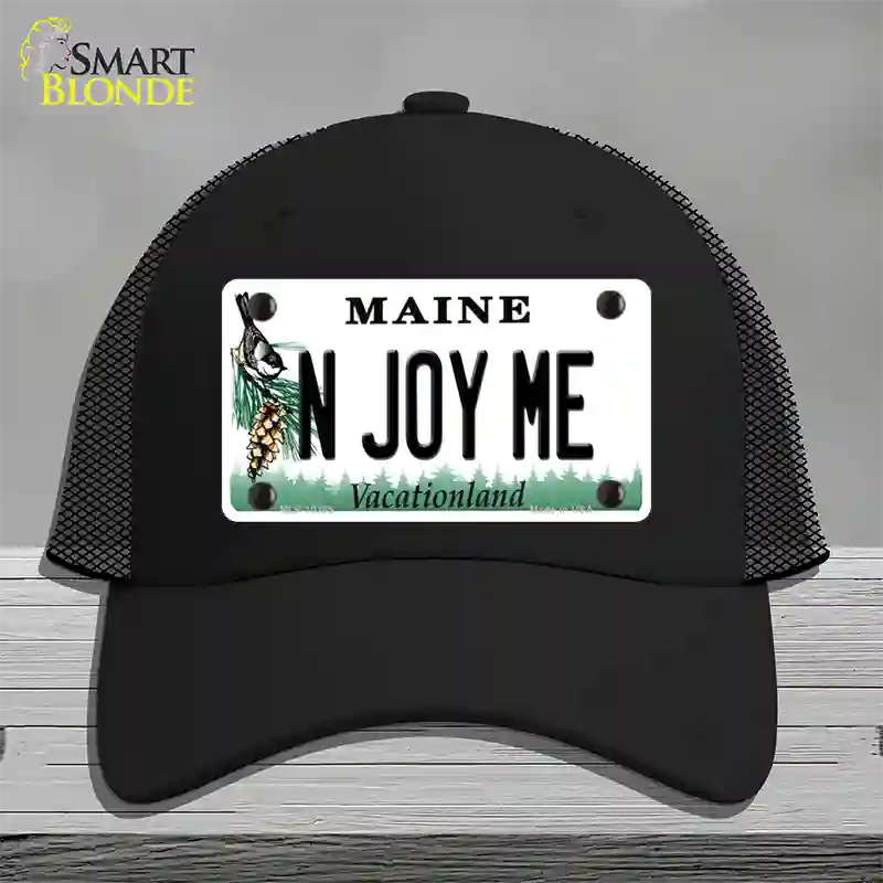 N Joy ME Maine Novelty License Plate Hat Mesh / Black