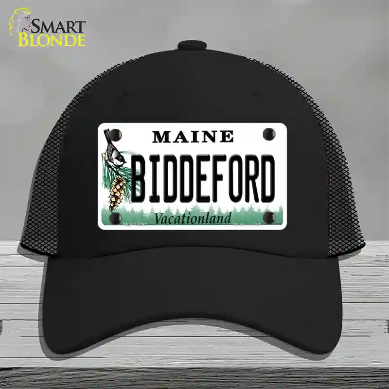 Biddeford Maine Novelty License Plate Hat Mesh / Black