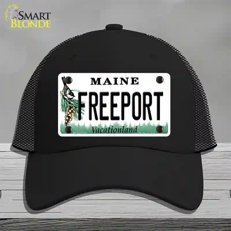 Freeport Maine Novelty License Plate Hat Mesh / Black