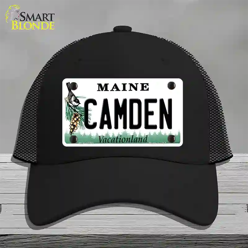 Camden Maine Novelty License Plate Hat Mesh / Black