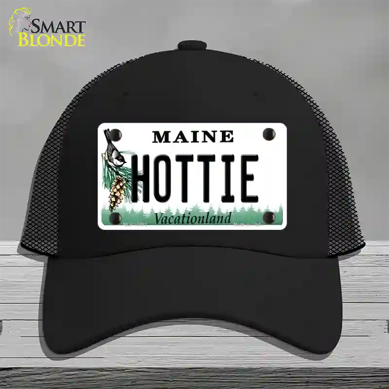 Hottie Maine Novelty License Plate Hat Mesh / Black