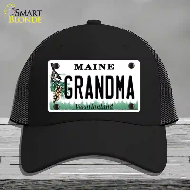 Grandma Maine Novelty License Plate Hat Mesh / Black