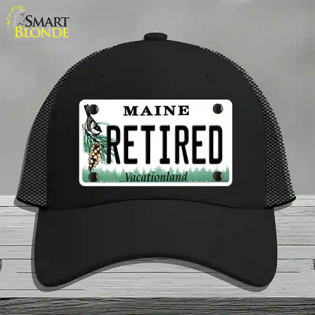 Retired Maine Novelty License Plate Hat Mesh / Black