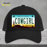 Cowgirl Novelty License Plate Hat Mesh / Black