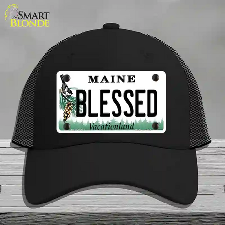 Blessed Maine Novelty License Plate Hat Mesh / Black