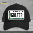 Golfer Maine Novelty License Plate Hat Mesh / Black