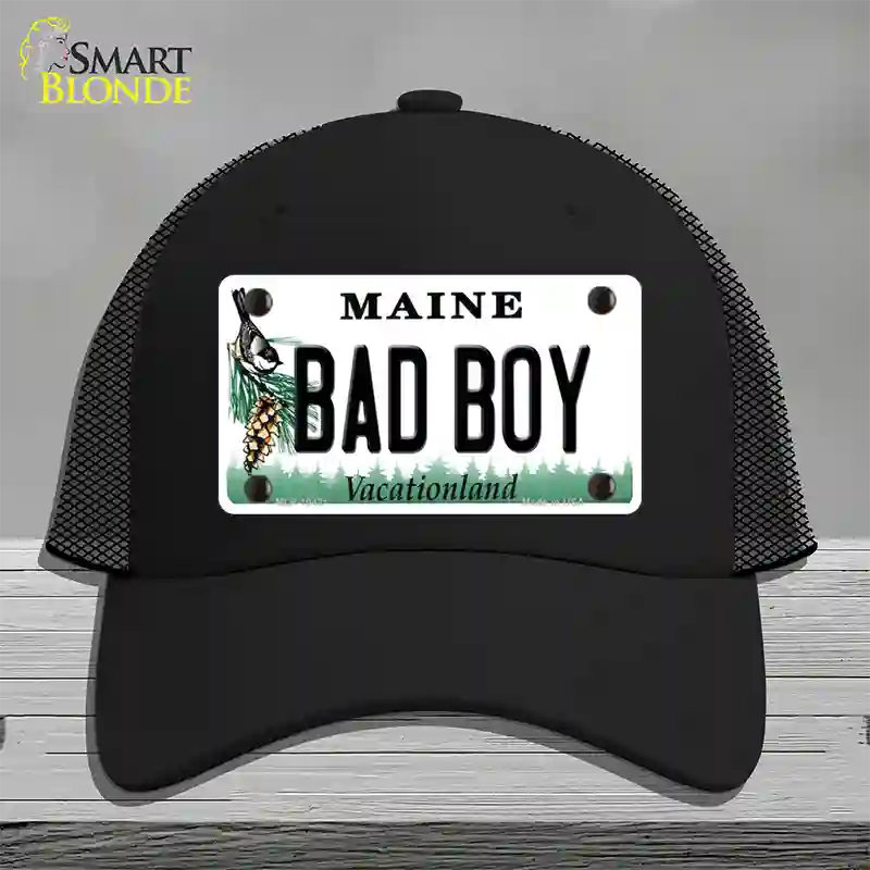 Bad Boy Maine Novelty License Plate Hat Mesh / Black