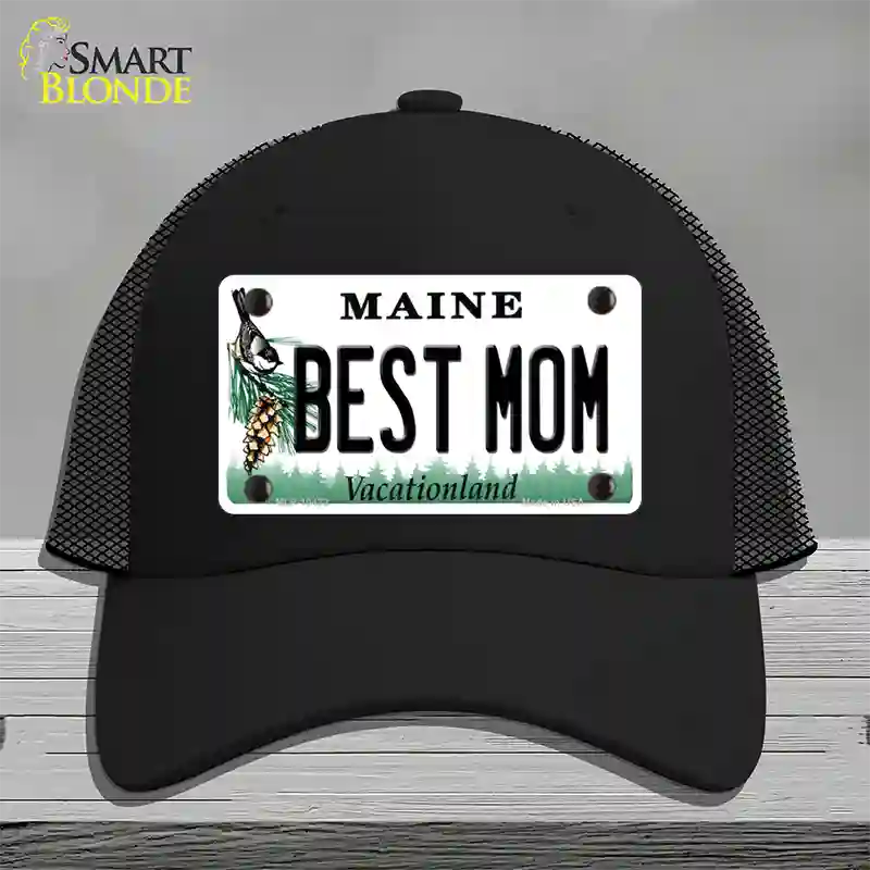 Best Mom Maine Novelty License Plate Hat Mesh / Black