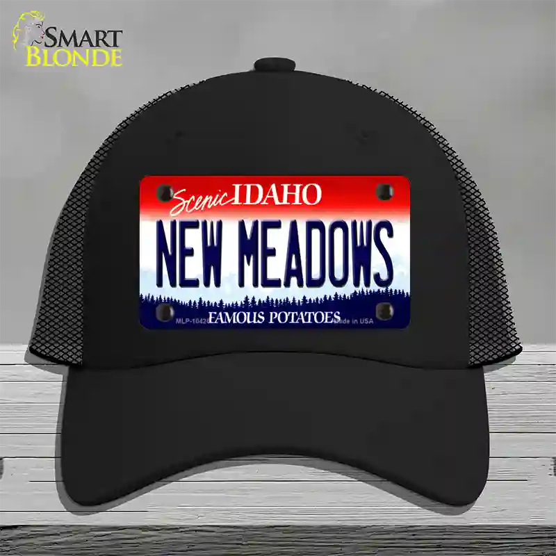 New Meadows Idaho Novelty License Plate Hat Mesh / Black