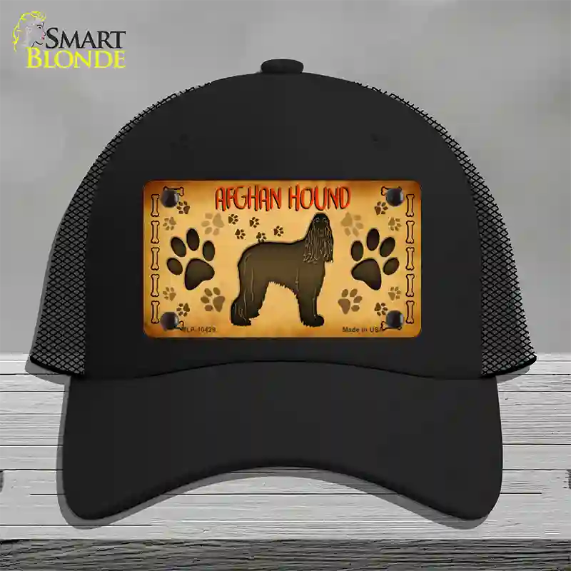 Afghan Hound Novelty License Plate Hat Mesh / Black