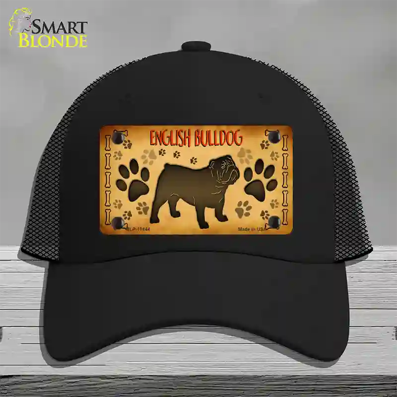 English Bulldog Novelty License Plate Hat Mesh / Black