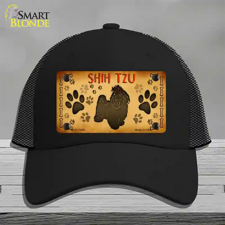 Shih Tzu Novelty License Plate Hat Mesh / Black