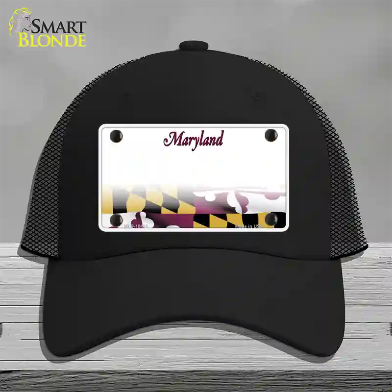 Maryland State Blank Novelty License Plate Hat Mesh / Black