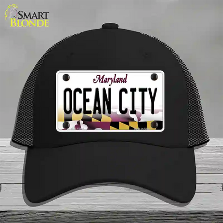 Ocean City Maryland Novelty License Plate Hat Mesh / Black