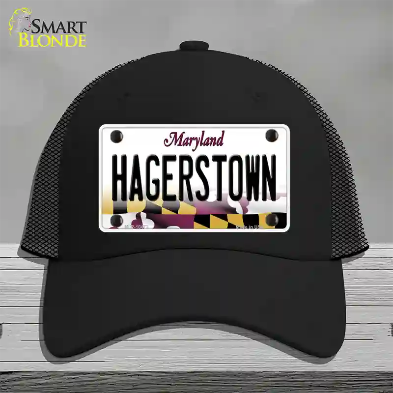 Hagerstown Maryland Novelty License Plate Hat Mesh / Black