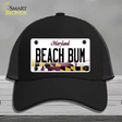 Beach Bum Maryland Novelty License Plate Hat Mesh / Black