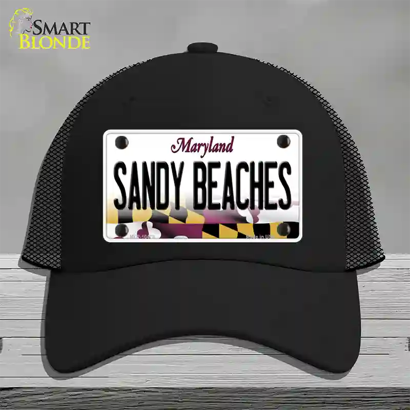 Sandy Beaches Maryland Novelty License Plate Hat Mesh / Black