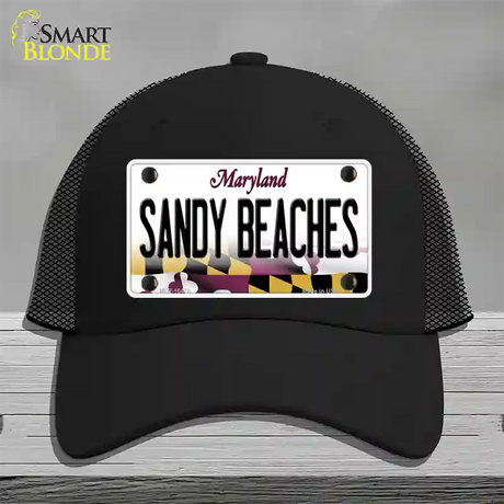 Sandy Beaches Maryland Novelty License Plate Hat Mesh / Black