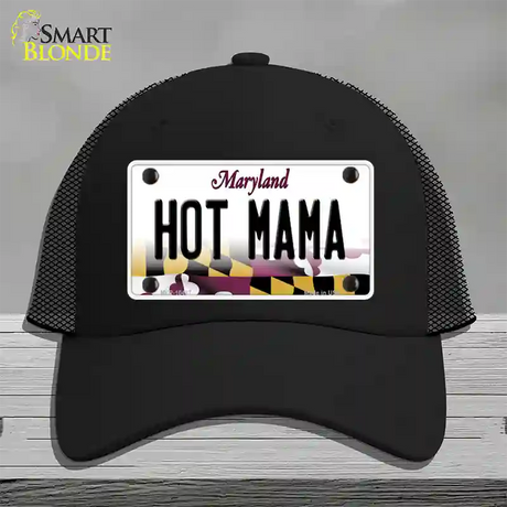 Hot Mama Maryland Novelty License Plate Hat Mesh / Black