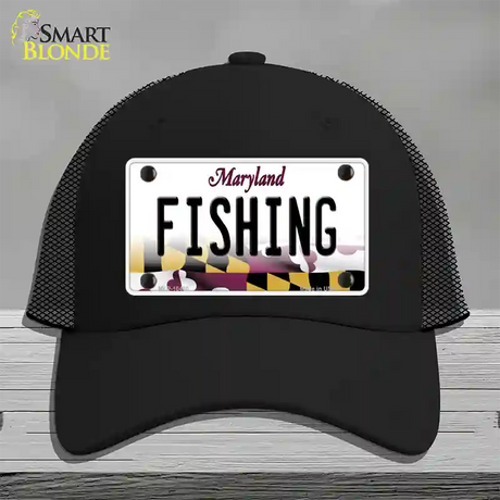 Fishing Maryland Novelty License Plate Hat Mesh / Black