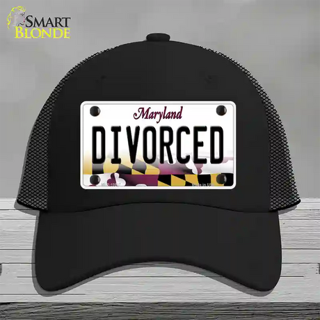 Divorced Maryland Novelty License Plate Hat Mesh / Black