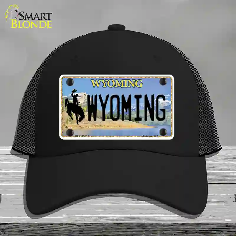 Wyoming Tag Novelty License Plate Hat Mesh / Black