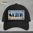 N Joy WY Wyoming Novelty License Plate Hat Mesh / Black