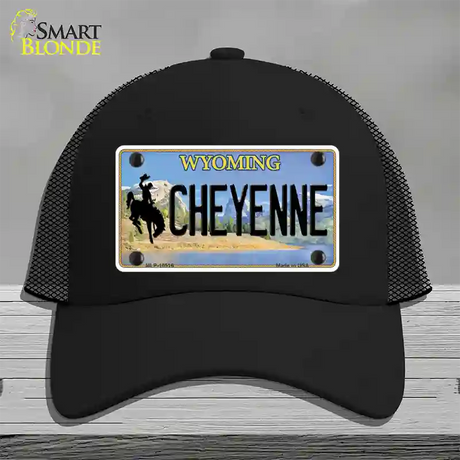 Cheyenne Wyoming Novelty License Plate Hat Mesh / Black