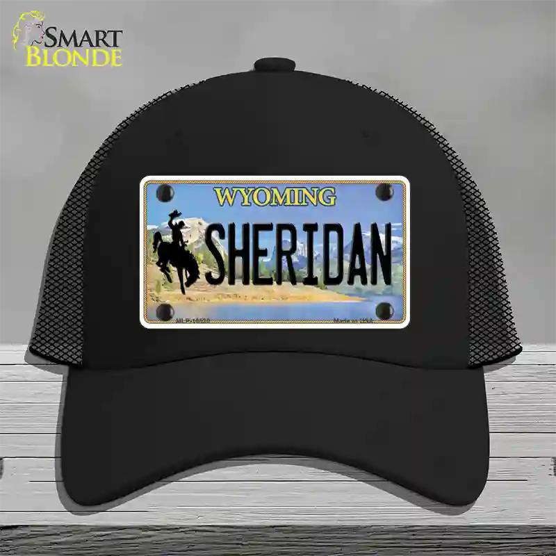 Sheridan Wyoming Novelty License Plate Hat Mesh / Black