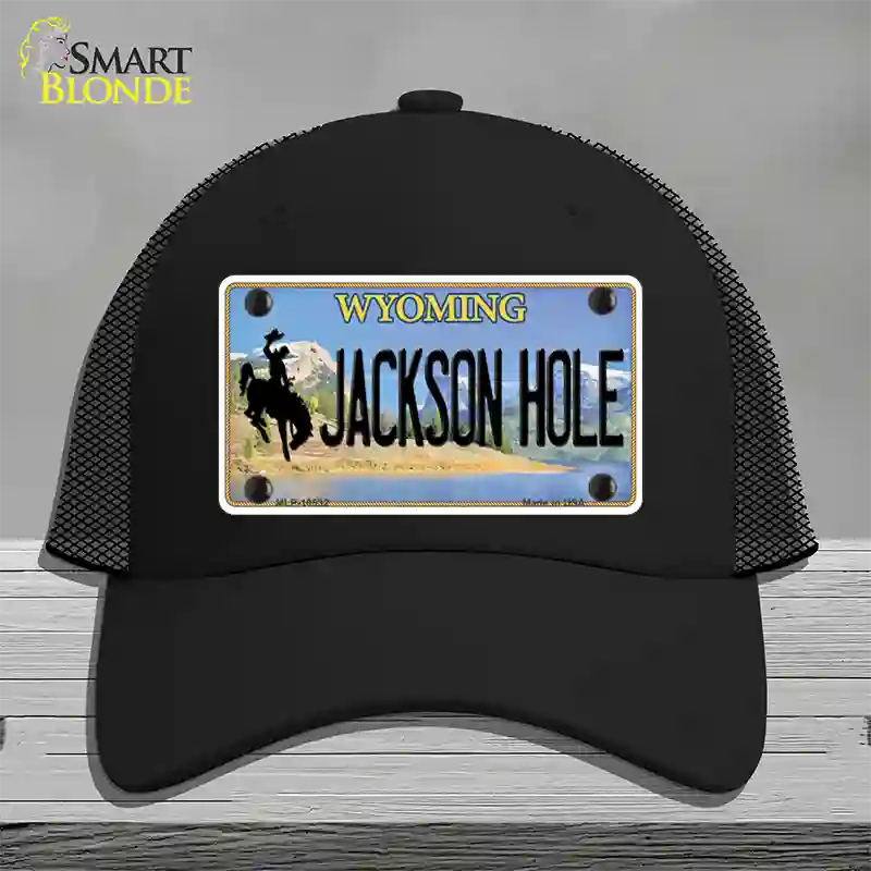 Jackson Hole Wyoming Novelty License Plate Hat Mesh / Black