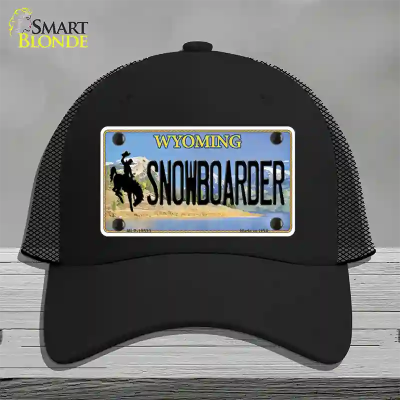 Snowboarder Wyoming Novelty License Plate Hat Mesh / Black