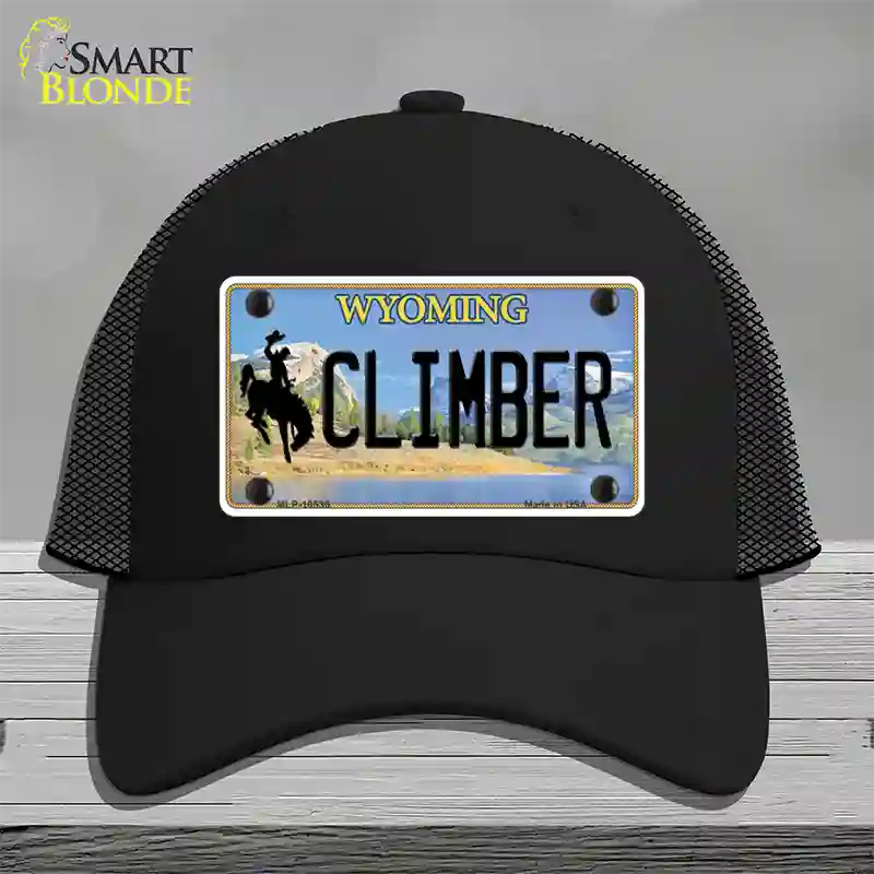 Climber Wyoming Novelty License Plate Hat Mesh / Black