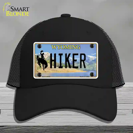 Hiker Wyoming Novelty License Plate Hat Mesh / Black