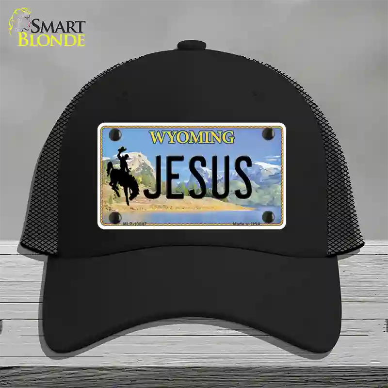 Jesus Wyoming Novelty License Plate Hat Mesh / Black