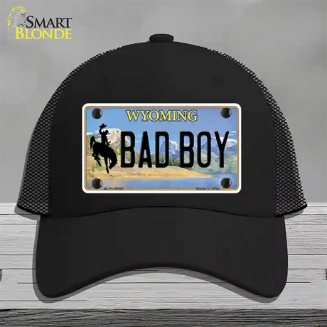 Bad Boy Wyoming Novelty License Plate Hat Mesh / Black