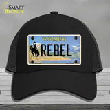 Rebel Wyoming Novelty License Plate Hat Mesh / Black